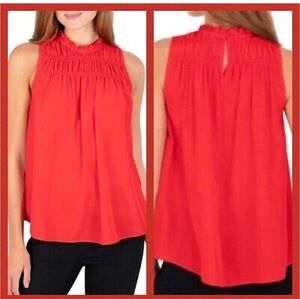 Adorable. Ruffled  neck Joie red top, size XXL